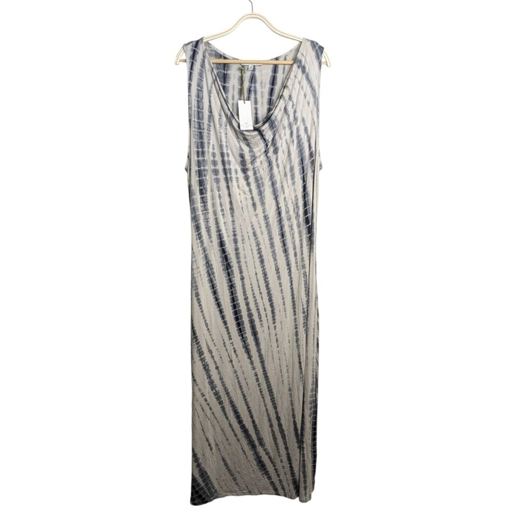 NEW Saint Tropez West Tie Dye Maxi Dress 3X Sleeveless Stretch Cowl Neck Boho